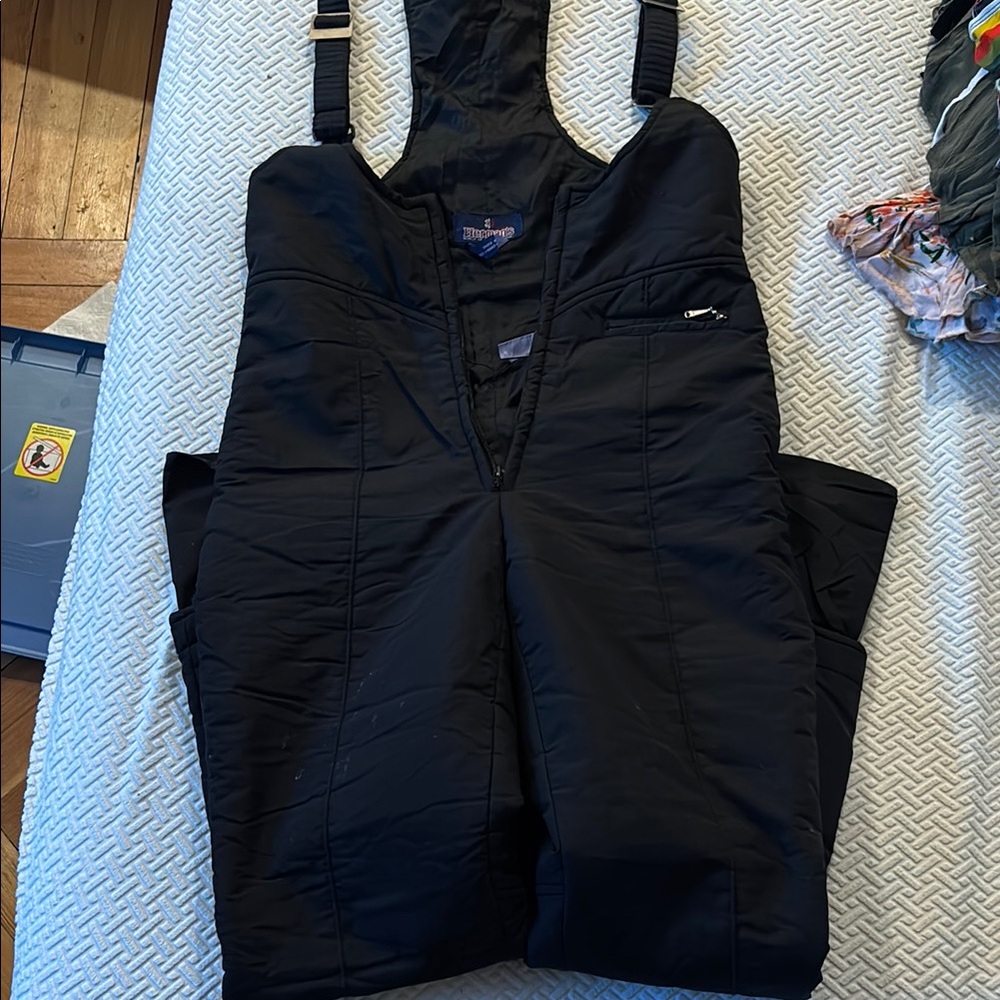 Black Insulated Snow Bib Overalls
